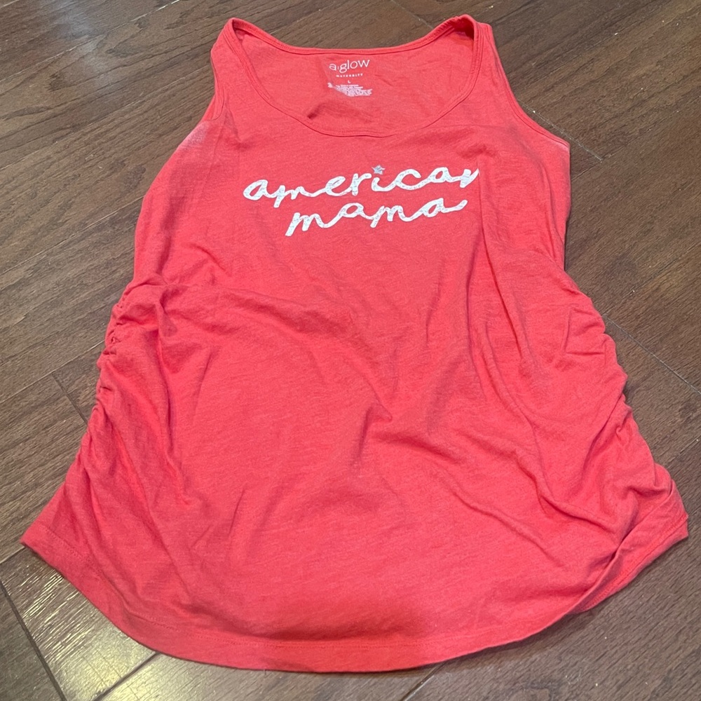 A glow maternity tank top American mama shirt Side ruched Size Large